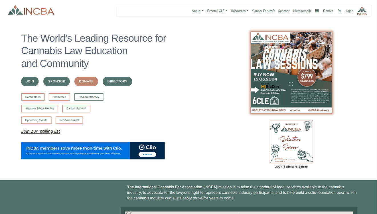 INCBA Main Website screenshot for portfolio