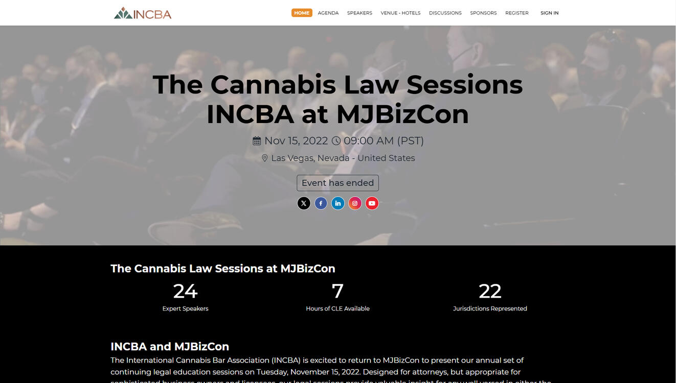 Cannabis Law Sessions 2022 Event Site screenshot for portfolio.
